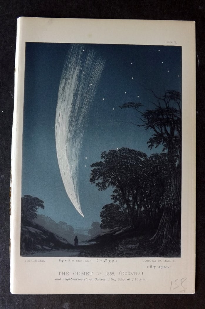 Ward, Mrs Mary 1869 Astronomy Print. The Comet of 1858 (Donati's) (1 of 1)