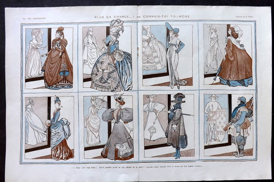 La Vie Parisienne 1917 Art Deco Double Print. Plus ca Change by Pavis (1 of 1)