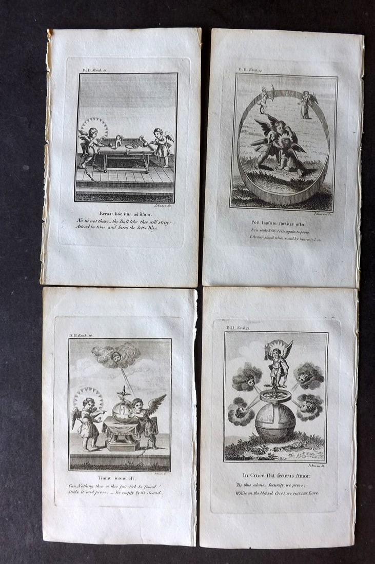 Quarles, Francis 1808 Lot of 4 Antique Emblem Prints (1 of 1)