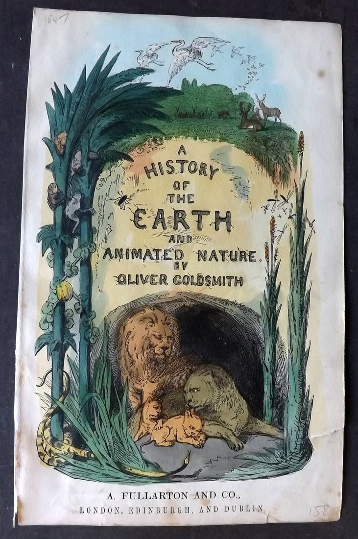 Goldsmith 1847 HC Print. A History of the Earth and Animated Nature Illus. Title: Hand Colored Etching/Engraving Published 1847 by A. Fullarton & Co., London for "A History of the Earth and Animated Nature" by Oliver Goldsmith. Paper Size: 10 x 6 inch (25 x 16cm) Good Condition