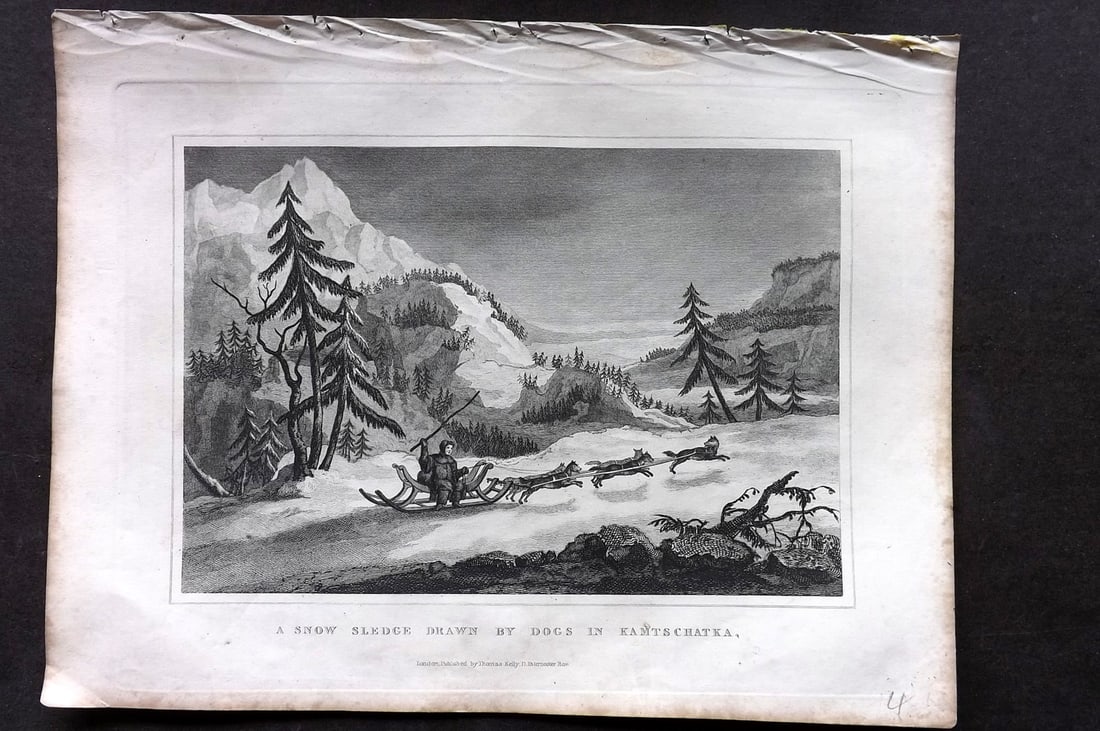 Kelly, Christopher 1841 Antique Print. Snow Sledge drawn by Dogs, Kamtschatka Russia (1 of 1)