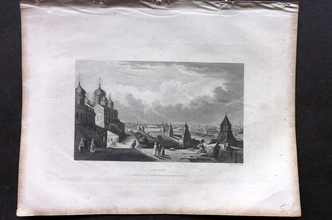 Kelly, Christopher 1841 Antique Print. Moscow, Russia: Steel Engraving Published 1841, London for "An Authentic History and Entertaining Description of the World and its Inhabitants..." by Christopher Kelly and Thomas Bartlett. Paper Size: 10.5 x 8 inch (