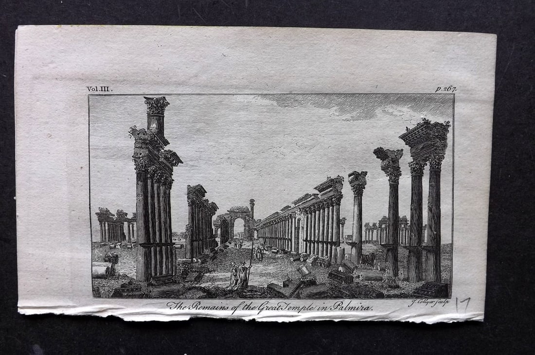 Newbery & Carnan (Pub) 1768 Antique Print. Syria - Remains of the Great Temple in Palmira: Copper Plate Published 1767-68 by Newbery and Carnan, London for "The Wonders of Nature and Art?" Paper Size: 6.5 x 4 inch (17 x 10cm) Good Condition