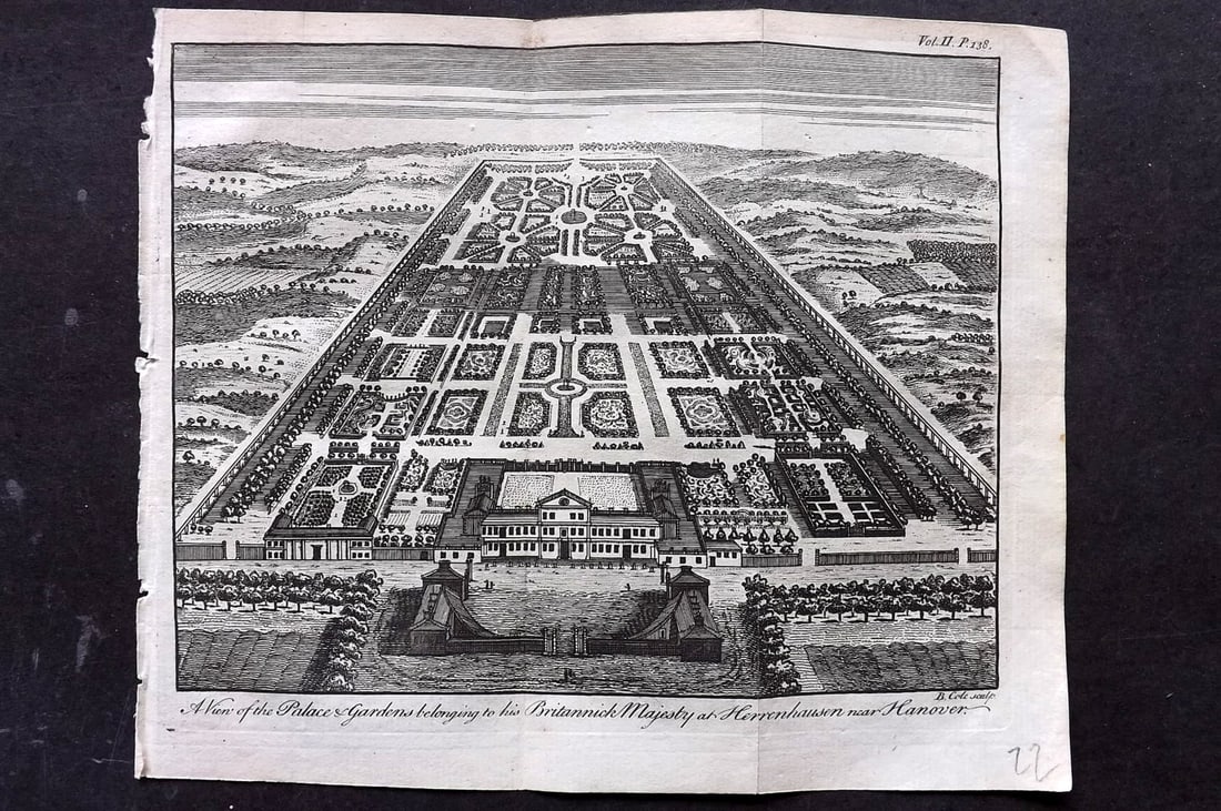 Newbery & Carnan (Pub) 1768 Antique Print. Germany - Palce & Gardens at Herrenhausen near Hanover: Copper Plate Published 1767-68 by Newbery and Carnan, London for "The Wonders of Nature and Art?" Folds as issued. Paper Size: 8.5 x 6.5 inch (22 x 17cm) Good Condition