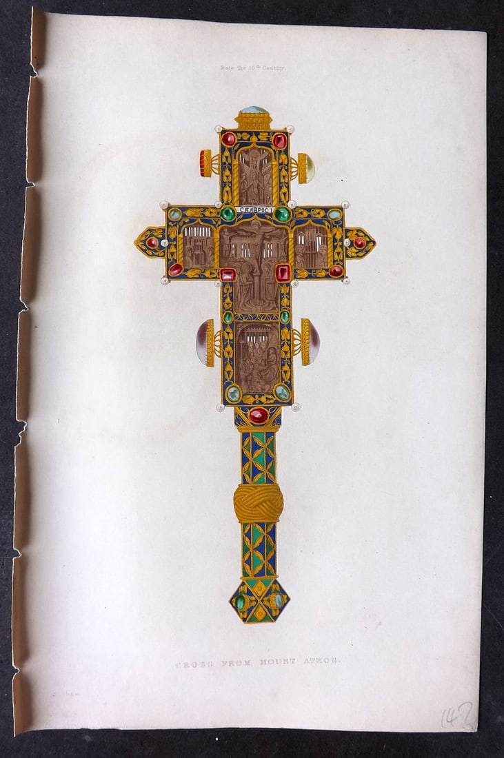 Shaw, Henry 1843 Hand Col Print. Cross from Mount Athos (1 of 1)