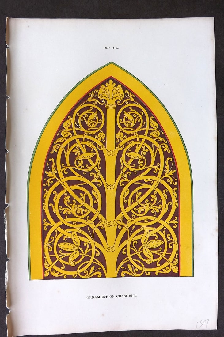 Shaw, Henry 1843 Antique Print. Ornament of Chasuble (1 of 1)