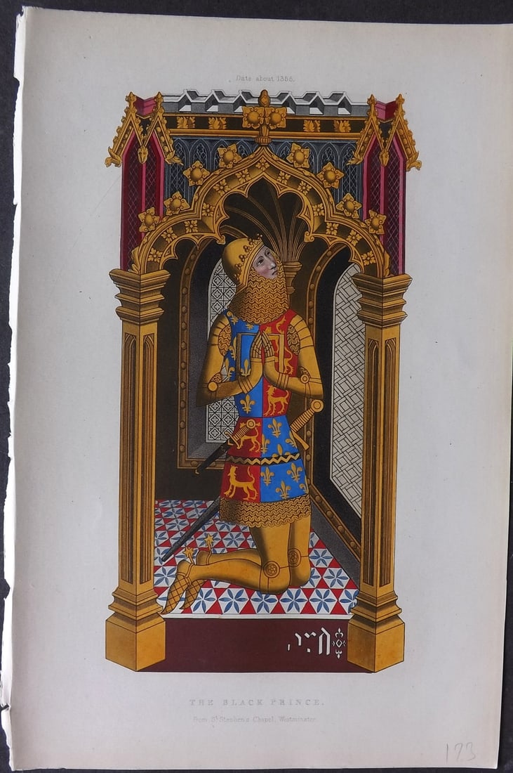 Shaw, Henry 1843 Fine Hand Col Print. The Black Prince (1 of 1)