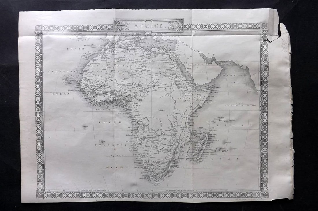 Wright & Rapkin 1860 Antique Map. Africa: Antique Steel Engraved Map Published 1860 by The London Printing & Published Company, London for "The Royal Dictionary-Cyclopedia for Universal Reference" by Thomas Wright. Drawn & Engraved by John Ra