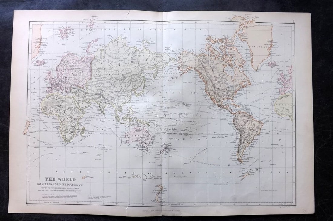 Weller & Blackie 1882 Antique Map. The World on Mercators Projection (1 of 1)