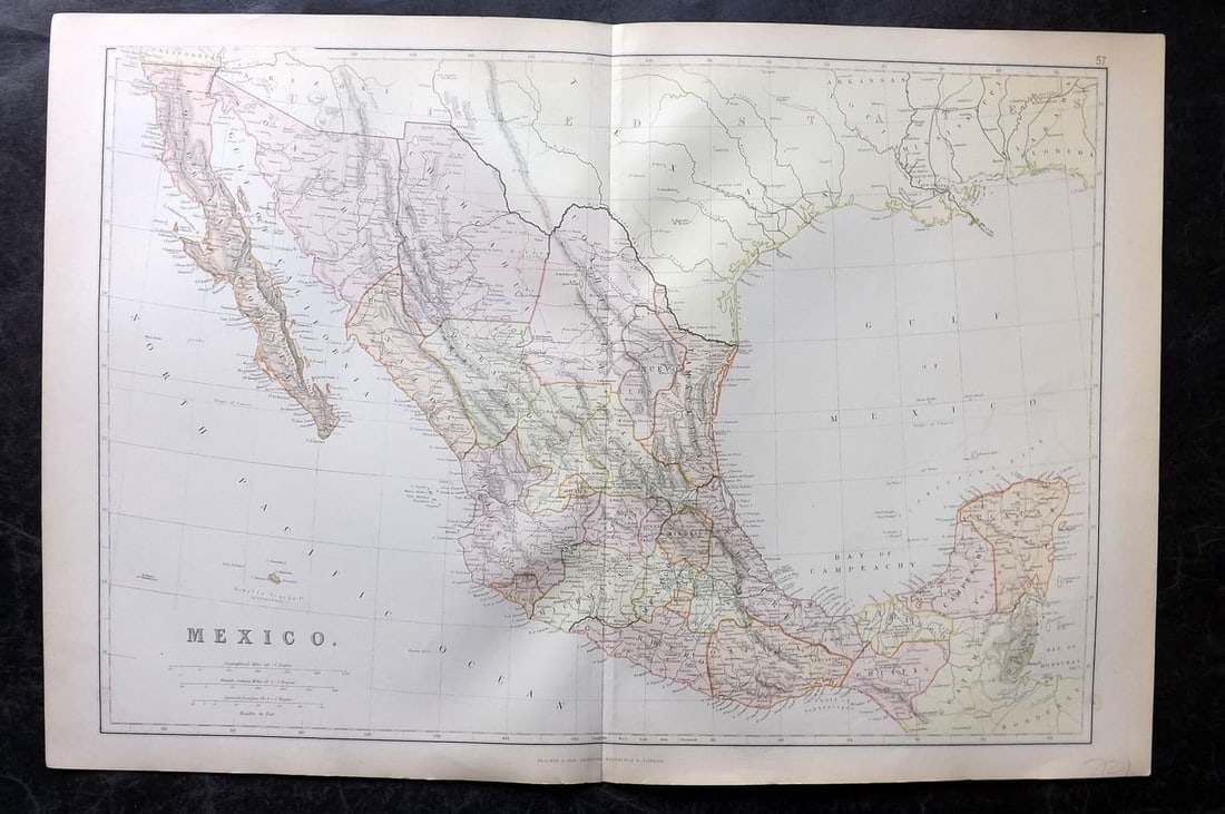 Weller & Blackie 1882 Antique Map. Mexico (1 of 1)