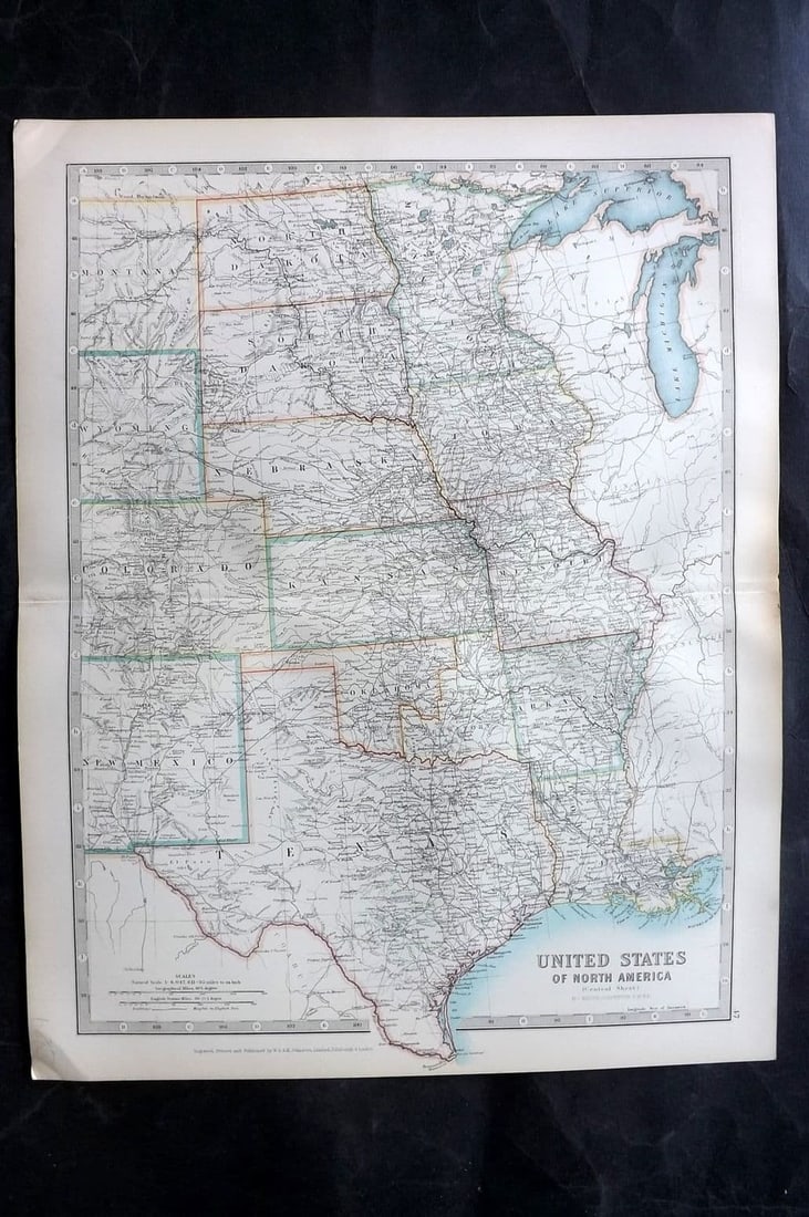 Johnston 1906 Antique Map. United States of North America - Central Sheet (1 of 1)