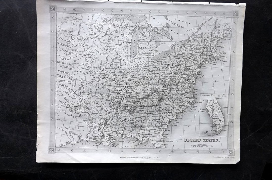 Kelly & Barclay 1843 Antique Map. United States (1 of 1)