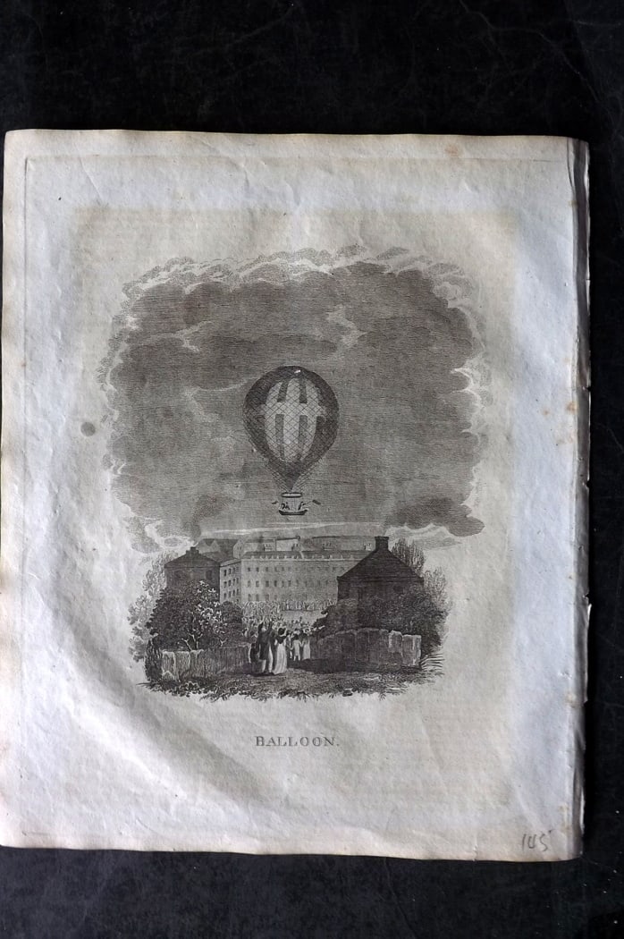 Barclay, James 1812 Antique Print. Hot Air Balloon (1 of 1)