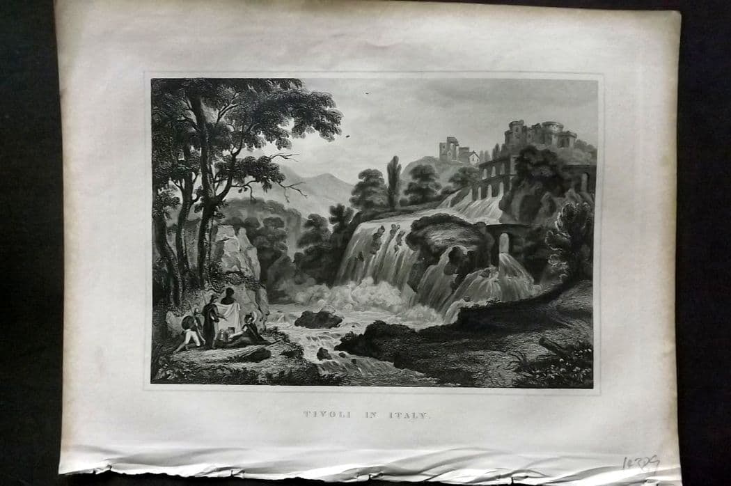 Kelly, Christopher 1841 Antique Print. Tivoli, Italy: Antique Steel Engraving Published 1841, London for "An Authentic History and Entertaining Description of the World and its Inhabitants..." by Christopher Kelly and Thomas Bartlett. Paper Size: 10.5 x