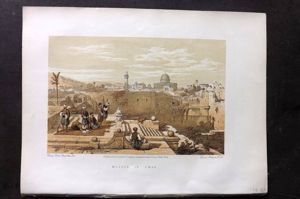 Roberts, David C1880 Antique Print. Mosque of Omar, Jerusalem: Antique Lithograph Published C1880, by Cassell & Co., London for "The Life of Christ" by F. W. Farrar. Illustrated by David Roberts. Paper Size: 12.5 x 9.5 inch (32 x 24cm) Good Condition