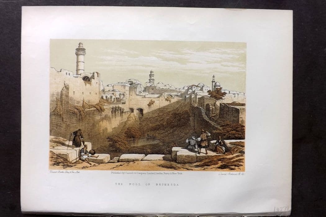 Roberts, David C1880 Antique Print. Pool of Bethesda (1 of 1)