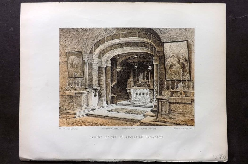Roberts, David C1880 Antique Print. Shrine of The Annunciation, Nazareth (1 of 1)