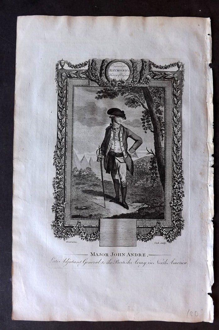 Raymond, George 1787 Folio Portrait Print. Major John Andre - American Revolutionary War (1 of 1)