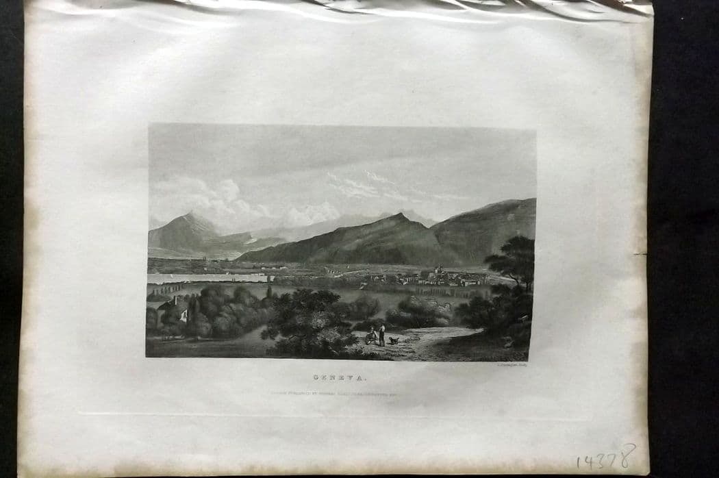 Kelly, Christopher 1841 Antique Print. Geneva, Switzerland: Antique Steel Engraving Published 1841, London for "An Authentic History and Entertaining Description of the World and its Inhabitants..." by Christopher Kelly and Thomas Bartlett. Paper Size: 10.5 x