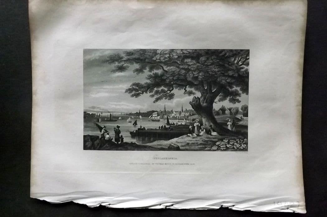 Kelly, Christopher 1841 Antique Print. Philadelphia, USA: Antique Steel Engraving Published 1841, London for "An Authentic History and Entertaining Description of the World and its Inhabitants..." by Christopher Kelly and Thomas Bartlett. Paper Size: 10.5 x
