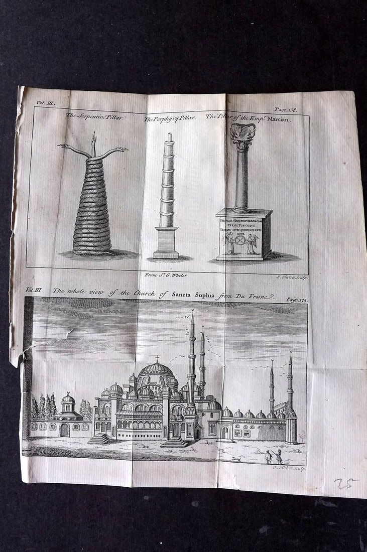 Newbery & Carnan (Pub) 1768 Antique Print. Turkey - Santa Sophia, Contanstinople: Copper Plate Published 1767-68 by Newbery and Carnan, London for "The Wonders of Nature and Art?" Folds as issued. Paper Size: 8.5 x 8 inch (22 x 20cm) Tear, left side, otherwise Good Condition