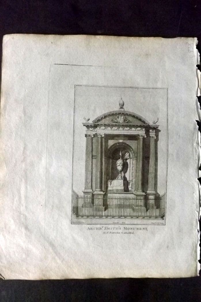 Payne, John 1809 Print. Archbishop Smith's Monument, St. Patricks, Dublin Ireland (1 of 1)