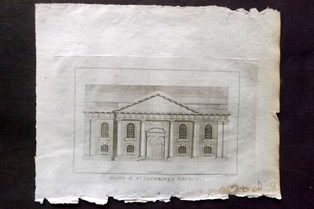 Payne, John 1809 Antique Print. Front of St. Cathrine's Church, Ireland (1 of 1)