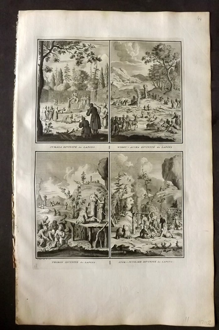 Picart, Bernard 1728 Folio Antique Print. Laplanders Ceremonies. Scandinavia Russia (1 of 1)