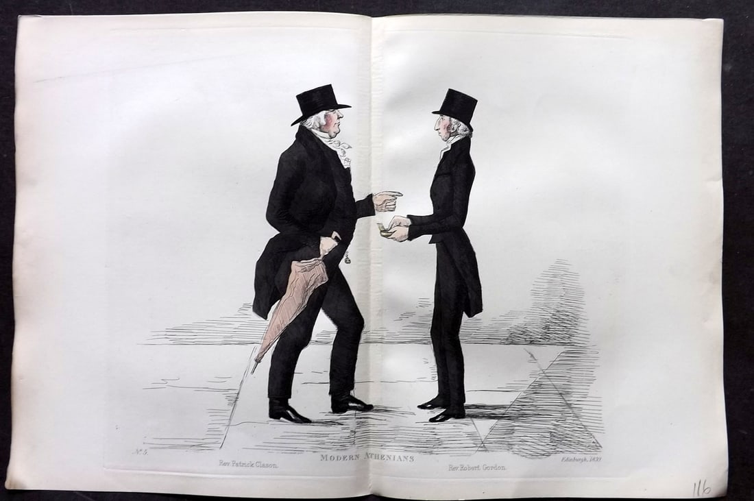 Crombie, Benjamin 1882 Folio HCol Scottish Caricature Portrait. Rev. Patrick Clason & Robert Gordon (1 of 1)
