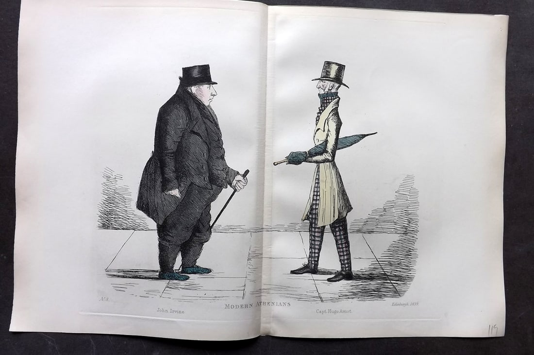 Crombie, Benjamin 1882 Folio HCol Scottish Caricature Portrait. John Irvine & Capt. Hugo Arnot 08 (1 of 1)