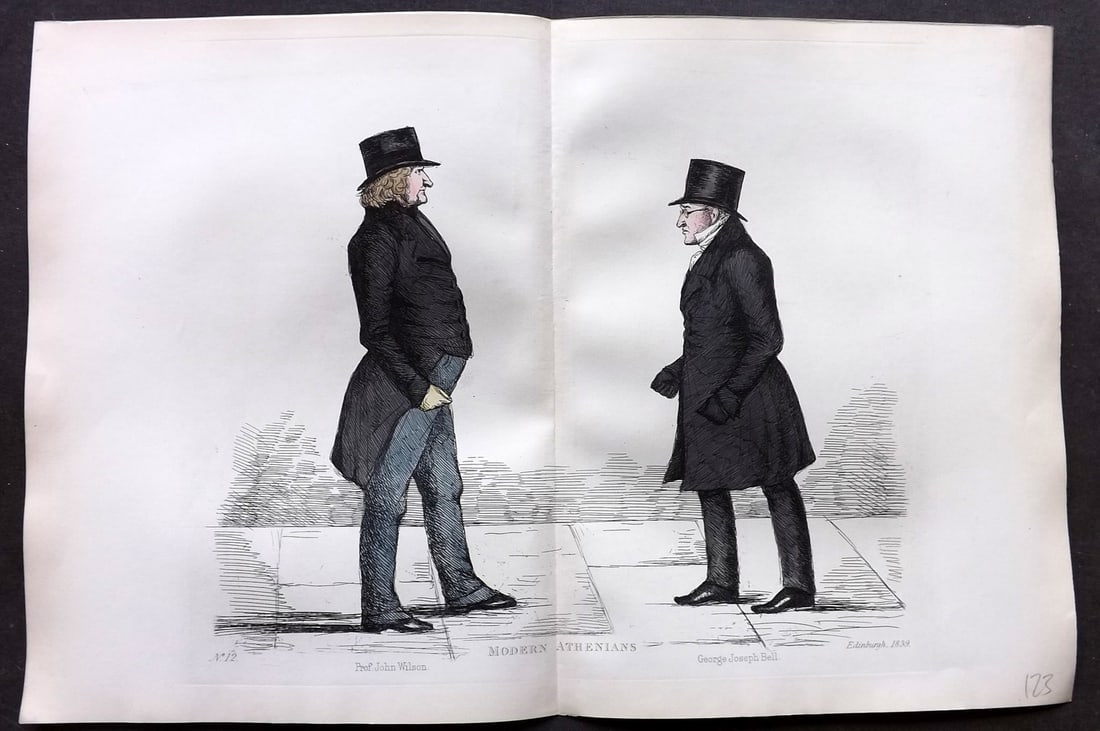 Crombie, Benjamin 1882 Folio HCol Scottish Caricature Portrait. Prof. John Wilson & George Joseph (1 of 1)