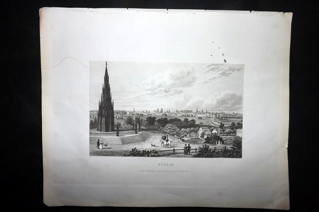 Barclay & Kelly 1843 Antique Print. Berlin, Germany (1 of 1)