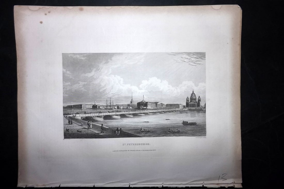 Barclay & Kelly 1843 Antique Print. St. Petersburg, Russia (1 of 1)