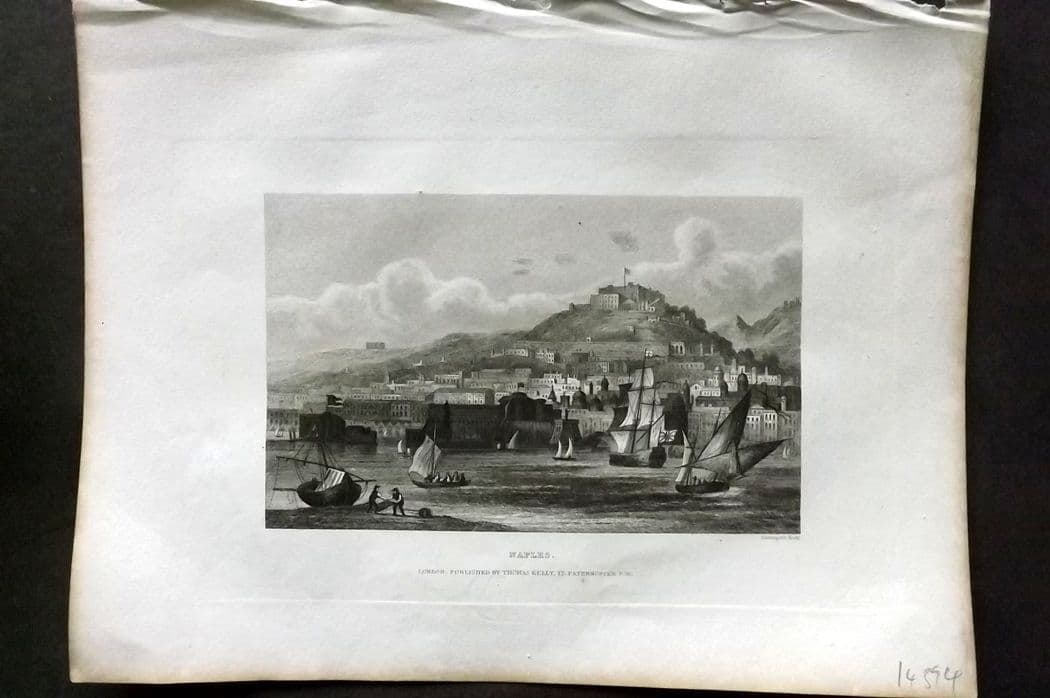 Kelly, Christopher 1841 Antique Print. Naples, Italy: Antique Steel Engraving Published 1841, London for "An Authentic History and Entertaining Description of the World and its Inhabitants..." by Christopher Kelly and Thomas Bartlett. Paper Size: 10.5 x 