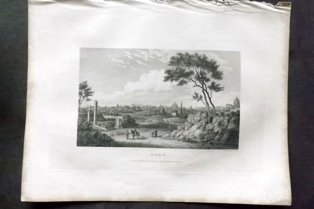 Kelly, Christopher 1841 Antique Print. Rome - Italy: Antique Steel Engraving Published 1841, London for "An Authentic History and Entertaining Description of the World and its Inhabitants..." by Christopher Kelly and Thomas Bartlett. Paper Size: 10.5 x 