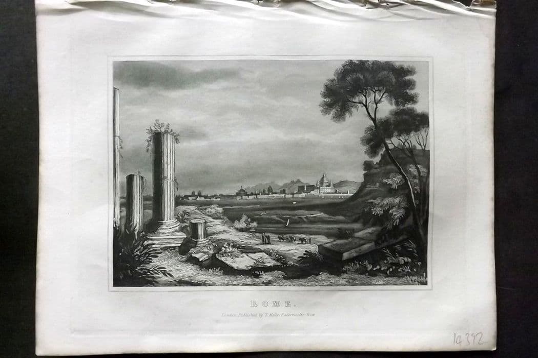 Kelly, Christopher 1841 Antique Print. Rome, Italy: Antique Steel Engraving Published 1841, London for "An Authentic History and Entertaining Description of the World and its Inhabitants..." by Christopher Kelly and Thomas Bartlett. Paper Size: 10.5 x 