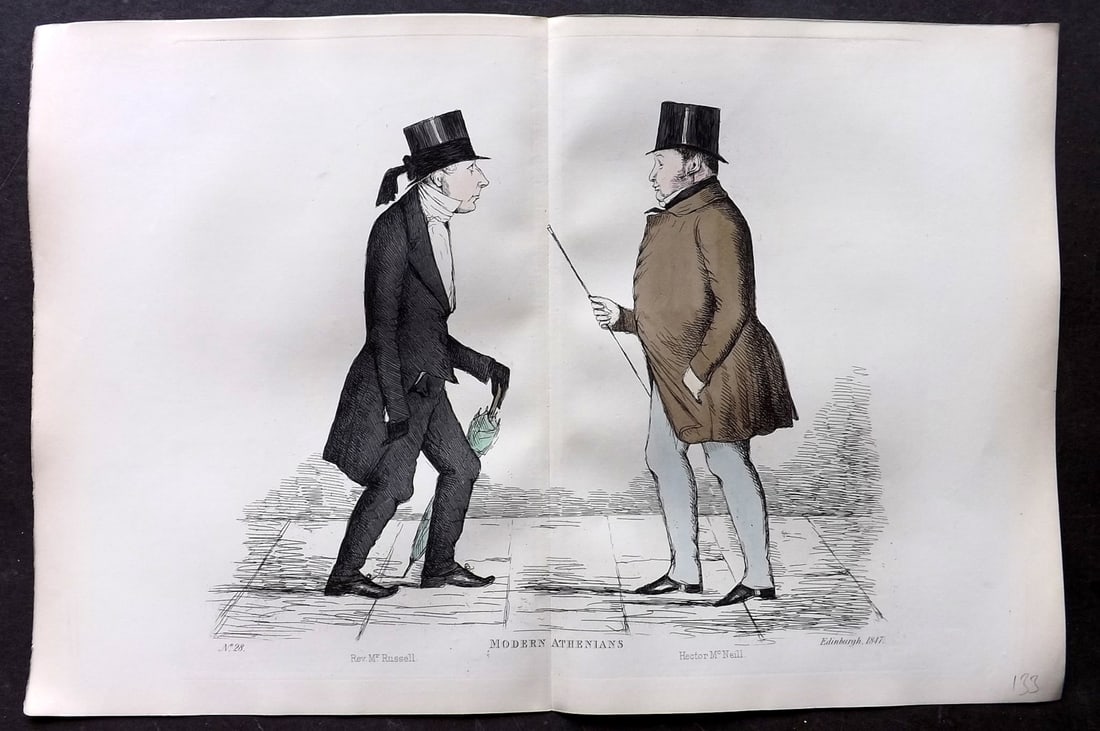Crombie, Benjamin 1882 Folio HCol Scottish Caricature Portrait. Rev Mr. Russell & Hector McNeill (1 of 1)