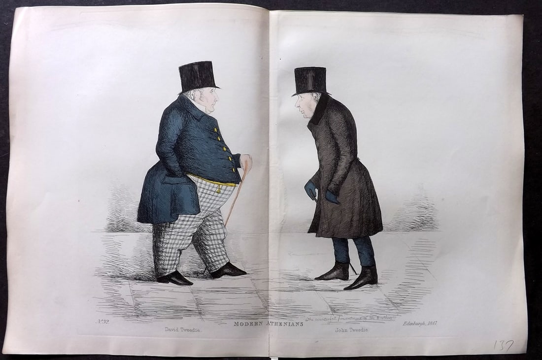 Crombie, Benjamin 1882 Folio HCol Scottish Caricature Portrait. David Tweedie & John Tweedie (1 of 1)