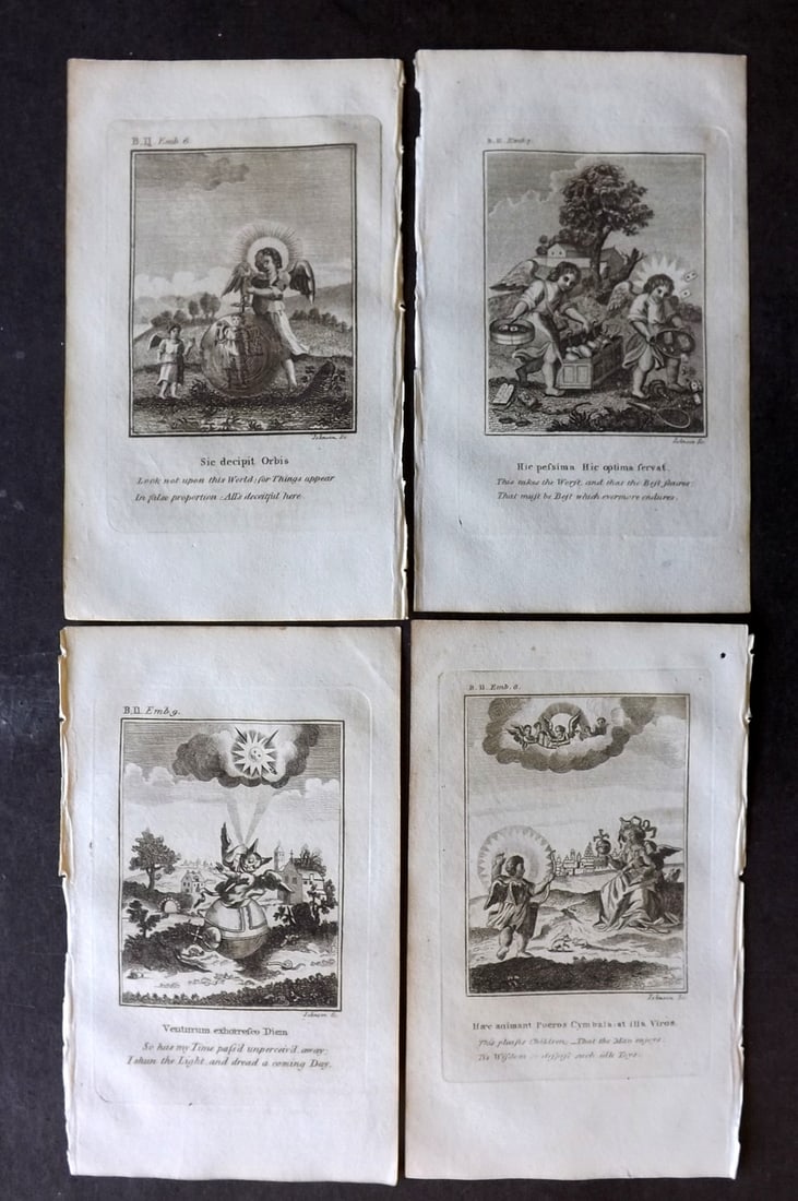 Quarles, Francis 1808 Lot of 4 Antique Emblem Prints (1 of 1)