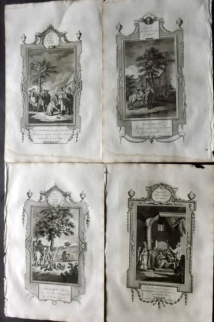 Russell, William 1779 Lot of 4 Folio British Historical Prints: Folio Copper Plate Published 1779, London for "A New and Authentic History of England" [Russell's History of England] by William Augustus Russell. Paper Size: 15 x 9 inch (38 x 23cm) Good Condition