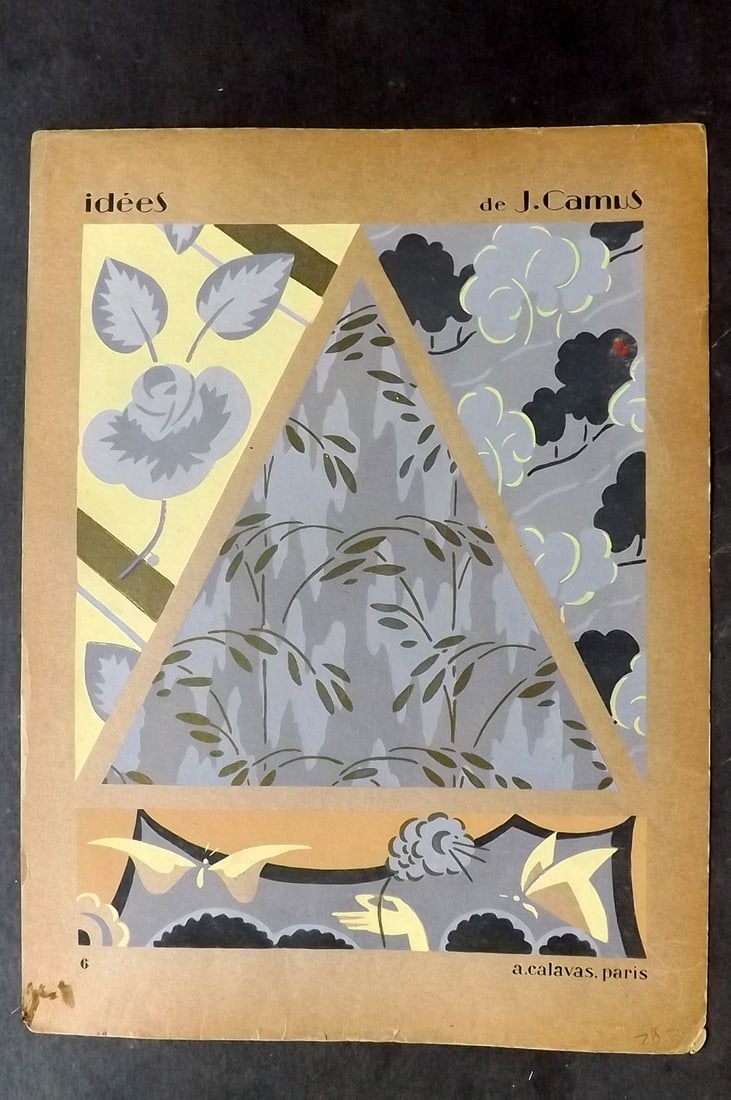 Camus, Jacques 1921 Folio Art Deco Pochoir 6: Hand Colored Folio Pochoir Lithograph Published 1921, Paris for "Idees" by Jacques Camus. Printed by A. Calavas. On good paper with Goache hand colour, some heightened with Gold and Silver. Paper Size