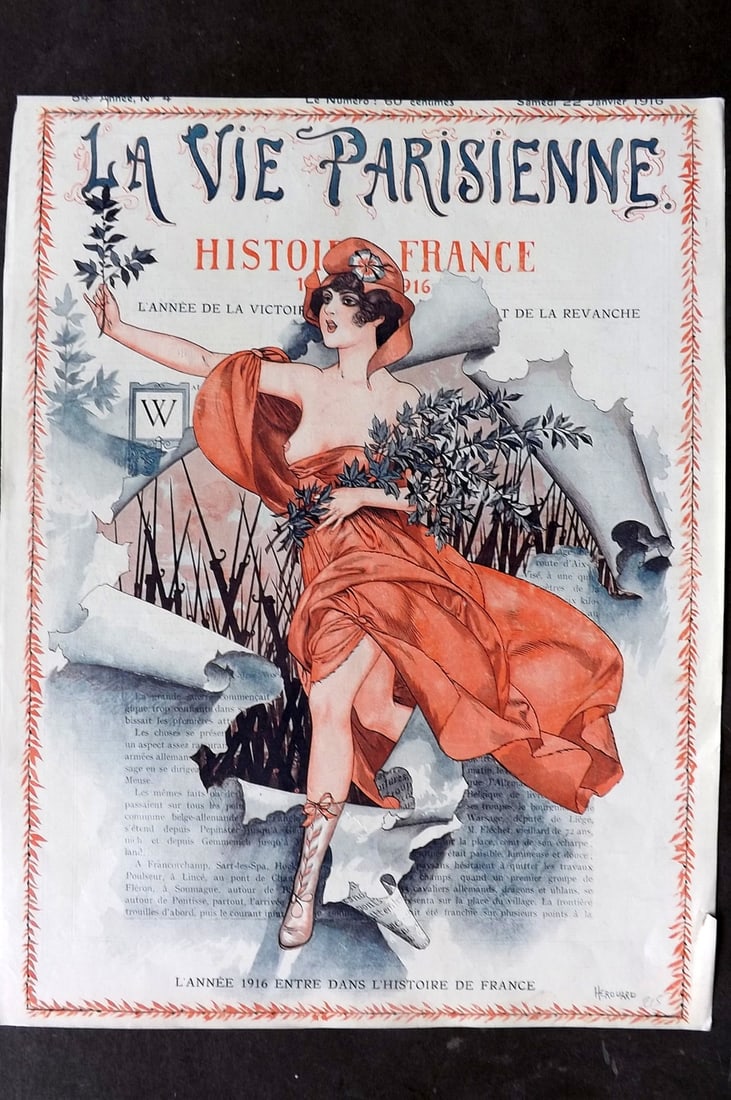 La Vie Parisienne 1916 Art Deco Print. L'Annee 1916 Entre dans L'Histoire by Herouard (1 of 1)