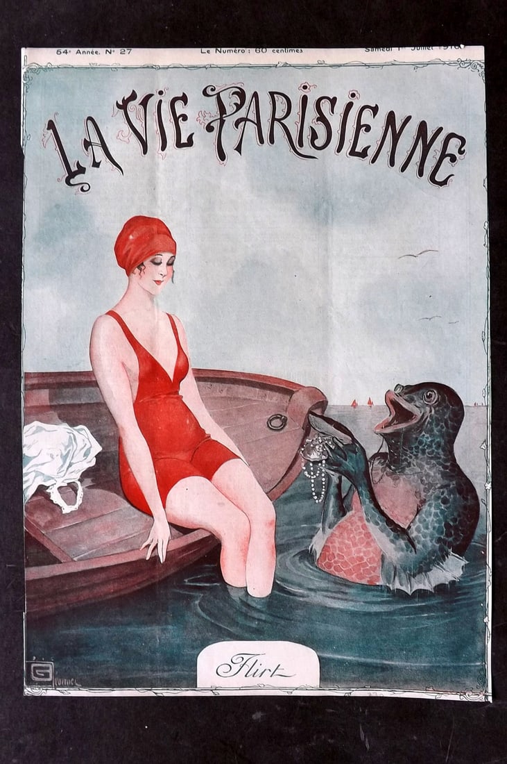 La Vie Parisienne 1916 Art Deco Print. Flirt by Leonnec (1 of 1)