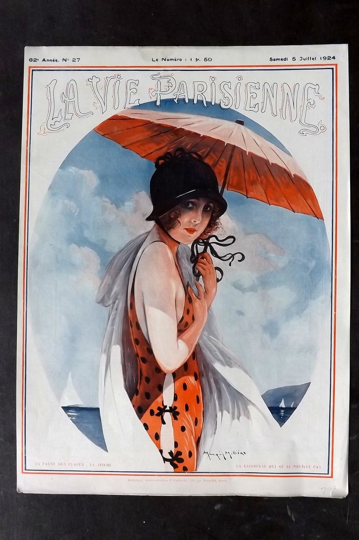 La Vie Parisienne 1924 Art Deco Print. La Faune des Plages by Milliere (1 of 1)