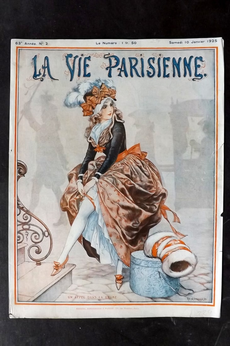 La Vie Parisienne 1925 Art Deco Print. Un Appel dans La Brume by Herouard (1 of 1)
