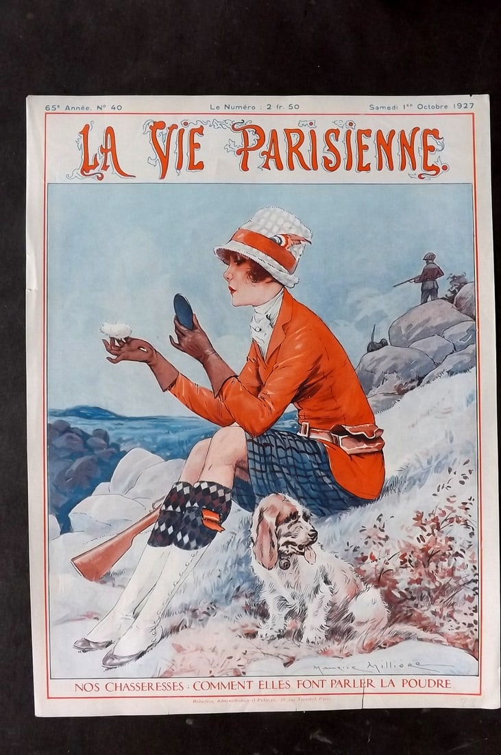 La Vie Parisienne 1927 Art Deco Print. Nos Chasseresses: Comment Elles front Parler by Milliere (1 of 1)