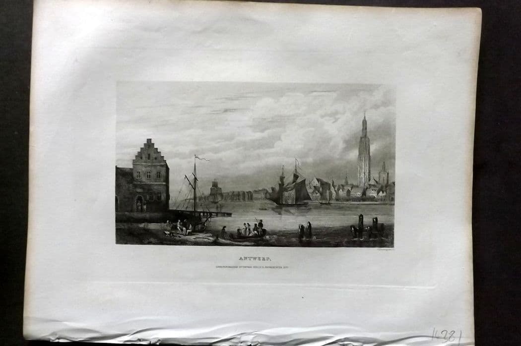 Kelly, Christopher 1841 Antique Print. Antwerp, Belgium (1 of 1)