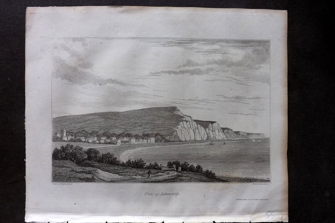 Lysons, Daniel 1822 Antique Print. View of Sidmouth, Devon (1 of 1)