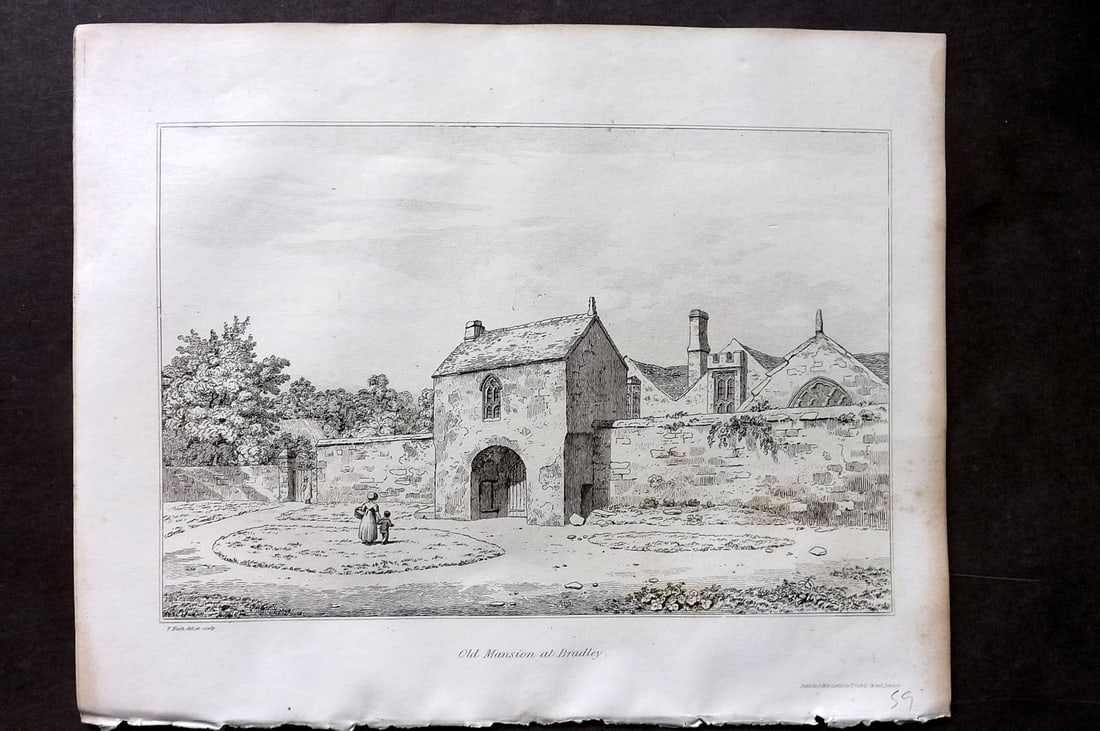 Lysons, Daniel 1822 Antique Print. Old Mansion at Bradley, Devon (1 of 1)