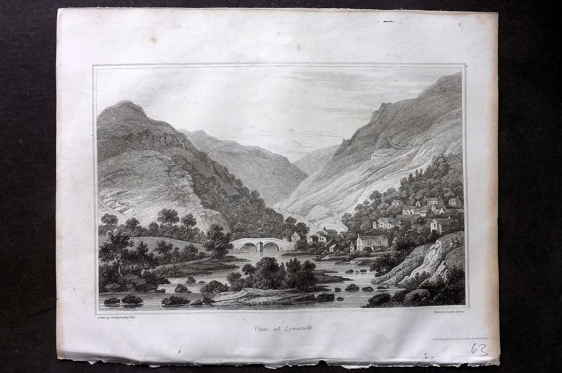 Lysons, Daniel 1822 Antique Print. View at Lynmouth, Devon (1 of 1)